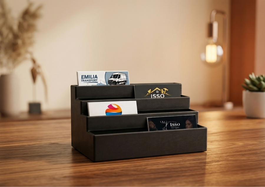 Visitenkartenorganizer XL für Empfang & Büro | Individuelle Firmengravur | Auf Anfrage