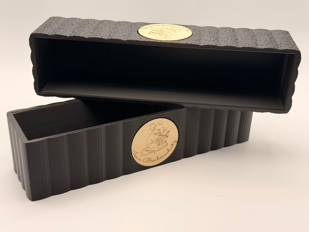Lesemaus Box mit graviertem Holzemblem – personalisiert mit Name & Wunschtier | Kinderzimmer Ordnung